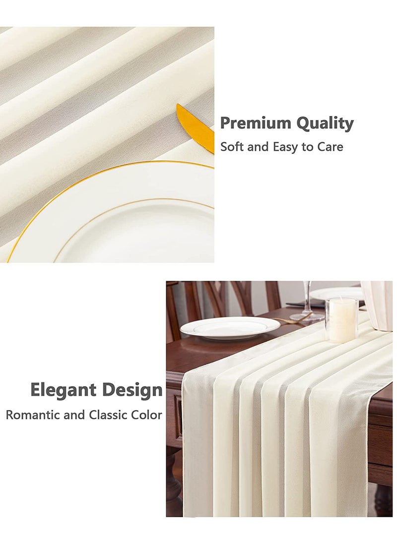 SYOSI Chiffon Table Runner 27x120 Inches Romantic Sheer Fabric for Wedding Decorations Baby Shower Bridal Shower and Birthday Party Cake Table Tulle Decorations Wedding Drapery Dusty Blue - Image 3