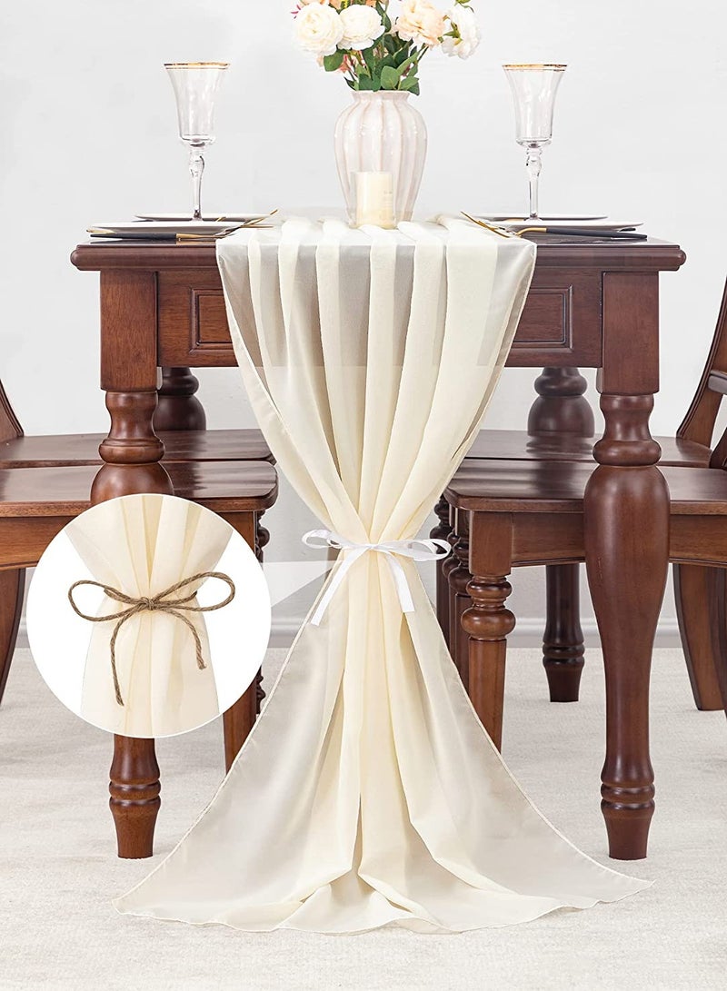 SYOSI Chiffon Table Runner 27x120 Inches Romantic Sheer Fabric for Wedding Decorations Baby Shower Bridal Shower and Birthday Party Cake Table Tulle Decorations Wedding Drapery Dusty Blue - Image 2