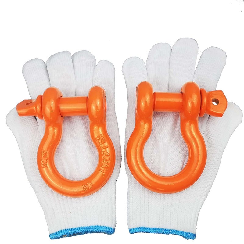 Acando Store Pack of 2 Orange Powder Coated Heaveduty Trailer Shackles 3/4 Bow Shackle Rugged Steel Forged 4.74 Ton D Ring Anchor 28.5 Ton (57,000 lbs) Max Break Strength Off Road Shackles - Image 1