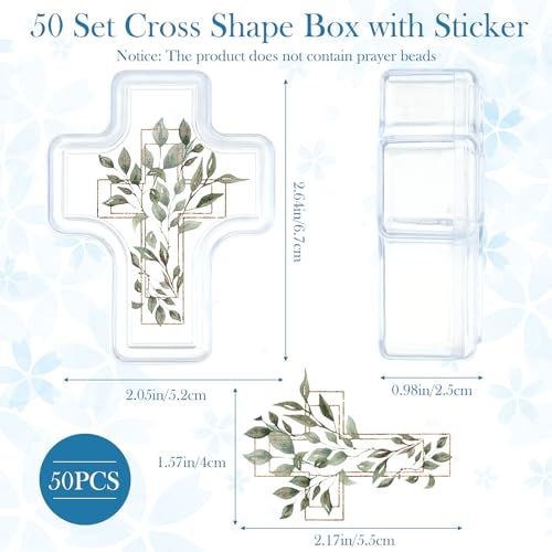 Ferreve 30 Pcs First Holy Communion Cross Shape Box Baby Rosary Cross Jeweled Trinket Box with Sticker 205 x 264 Decorative Keepsake Jewelry Boxes Ring Holder Home Decoration - Image 3
