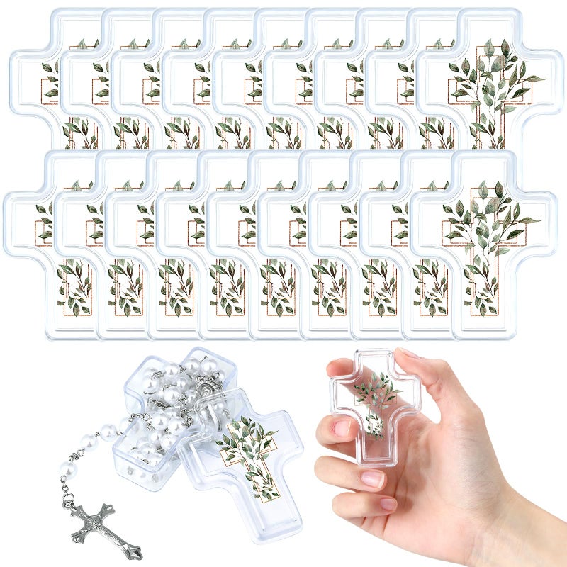 Ferreve 30 Pcs First Holy Communion Cross Shape Box Baby Rosary Cross Jeweled Trinket Box with Sticker 205 x 264 Decorative Keepsake Jewelry Boxes Ring Holder Home Decoration - Image 2