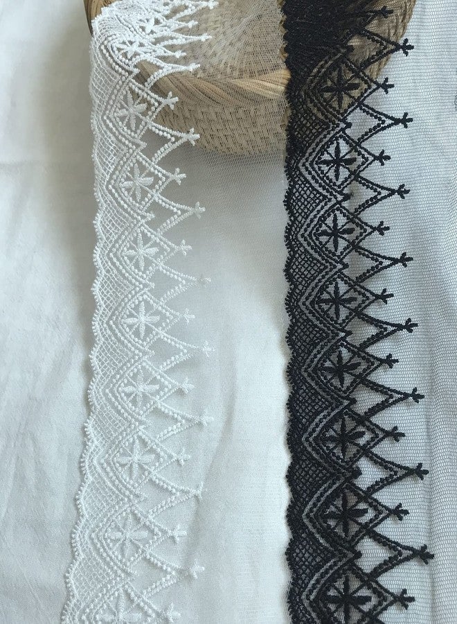 Sourcemall Lace Trim Ribbon, Delicate Ribbon for Crafts Sewing and Bridal Wedding Dress Applique Decorations，3.9inch Width 5 Yards/Lot (White) - Image 4