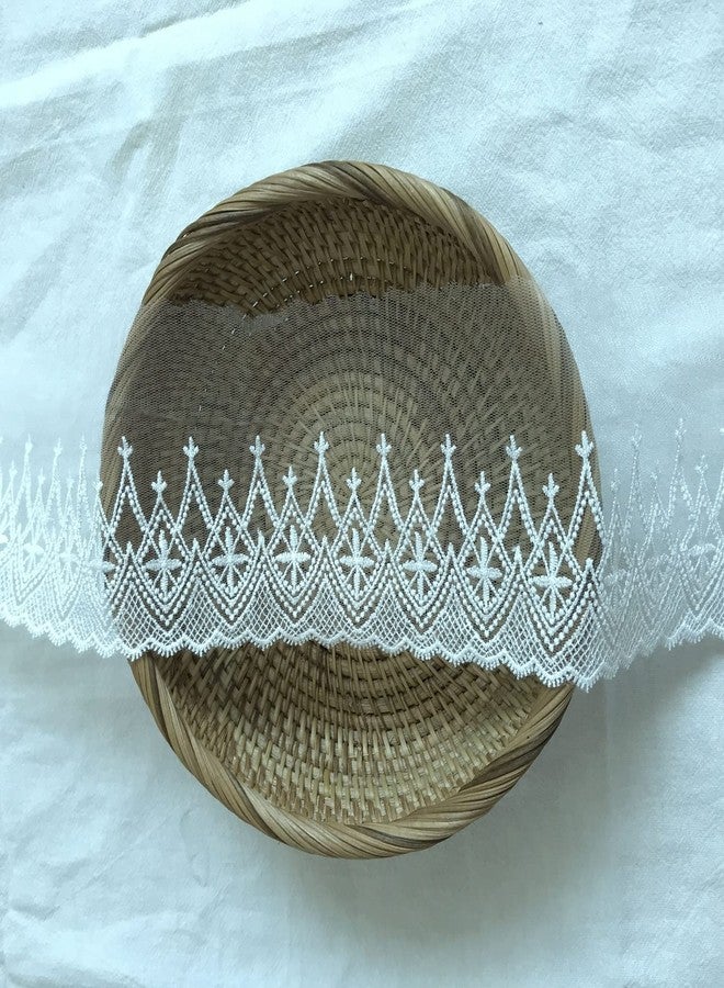 Sourcemall Lace Trim Ribbon, Delicate Ribbon for Crafts Sewing and Bridal Wedding Dress Applique Decorations，3.9inch Width 5 Yards/Lot (White) - Image 2