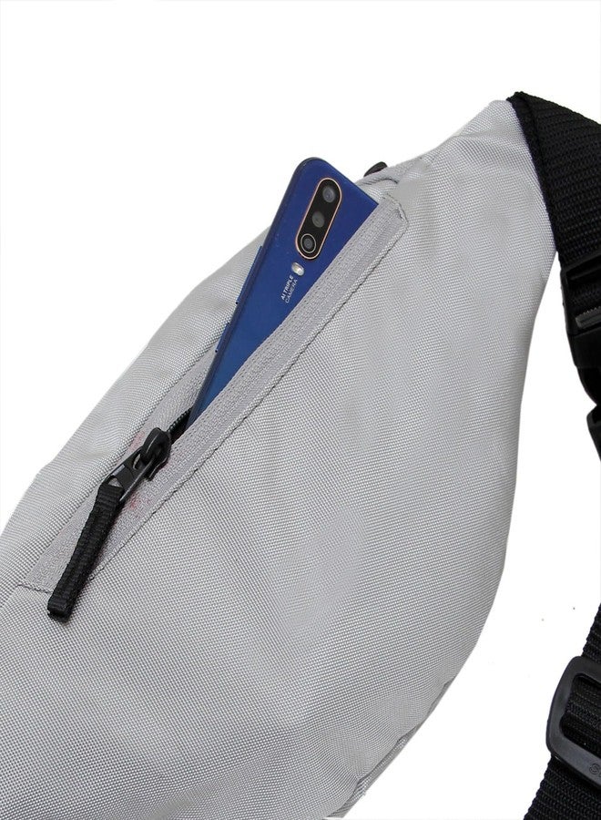 World Star PU Polyester Fabric Waist Pack Travel Handy Hiking Zip Pouch Document Money Phone Belt Sport Bag for Men and Women and Adult | Grey | Light Grey Waist Bag - Image 3