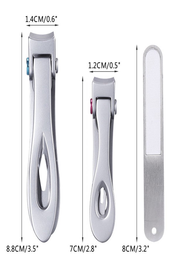 3PCs Nail-Clippers Nail File Kit for Thick Toenails Fingernails 16mm Wide Jaw Opening Stainless Steel Nail Cutters - Image 2