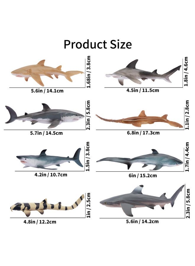TOYMANY ألعاب سمك القرش تويماني 8 قطع، تماثيل واقعية لمخلوقات البحر، لعبة سمك القرش للأطفال من 3-5 و 6-12، حيوانات البحر للم boys والبنات، زينة كعكة سمك القرش، شخصيات تعليمية (5 * 3 بوصة) - Image 5