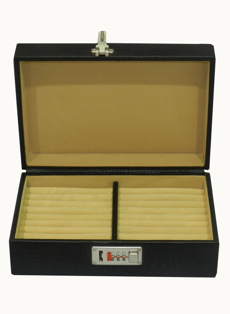 LAVERI LEATHER صندوق عرض لتخزين الخواتم من لافيري مع حامل خواتم لعرضها في المتاجر ومعرض المجوهرات والمنزل ~ منظم صينية المجوهرات  - Image 1