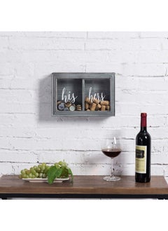 MyGift Wall Mounted Vintage Gray Wood Shadow Box Wine Cork And Beer Cap Holder With His And Hers Word Design On Premium Clear Acrylic Panels  - Image 5
