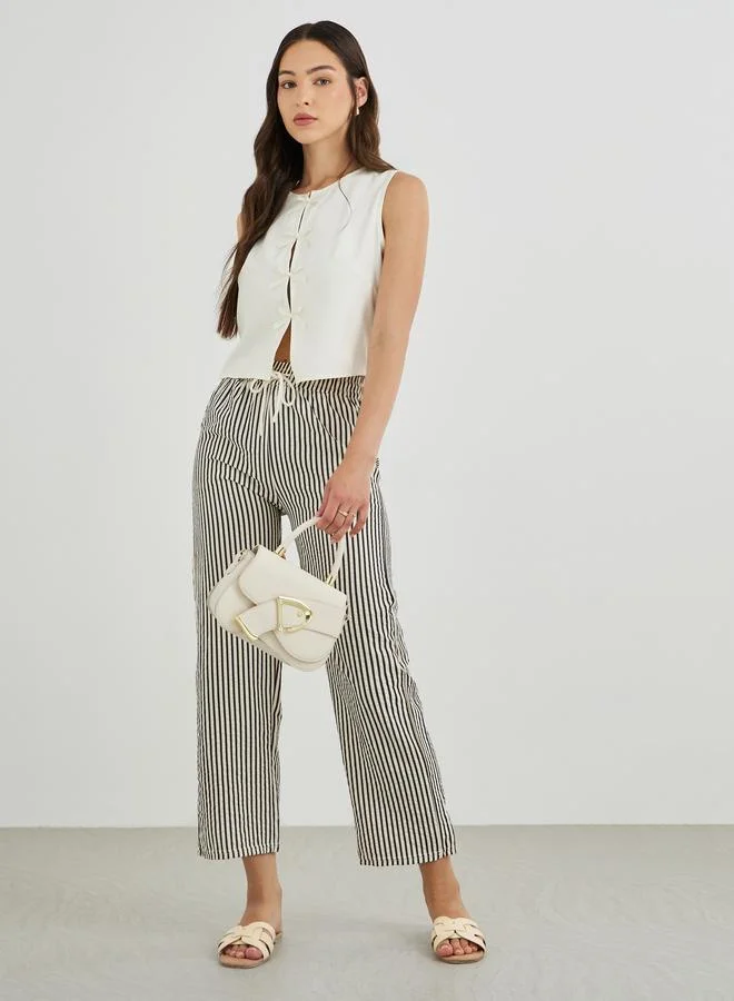تايك تو Take Two Striped Drawstring Waist Loose Fit Pants