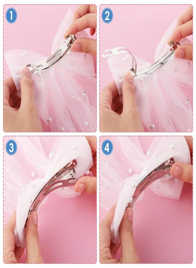 RECTYO GALLERY 1 Pcs Luxury Bridal Pearl Hair Bow Veil Bridesmaid Large Hair Bow Wedding Veil with Barrette Bachelorette Party Decorations Bridal Bridesmaid Gift (White) - Image 4