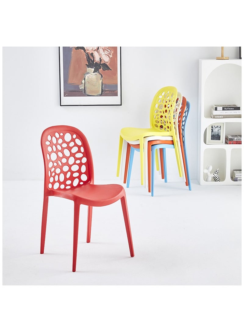 LANNY Jeffcoco Furniture back hole design stackable chair Injection processing Fixed leg plastic leisure chair outdoor/indoor outside/inside Patio/Garden chair Water/sun proof Dining chair (Red 1 piece) - Image 1