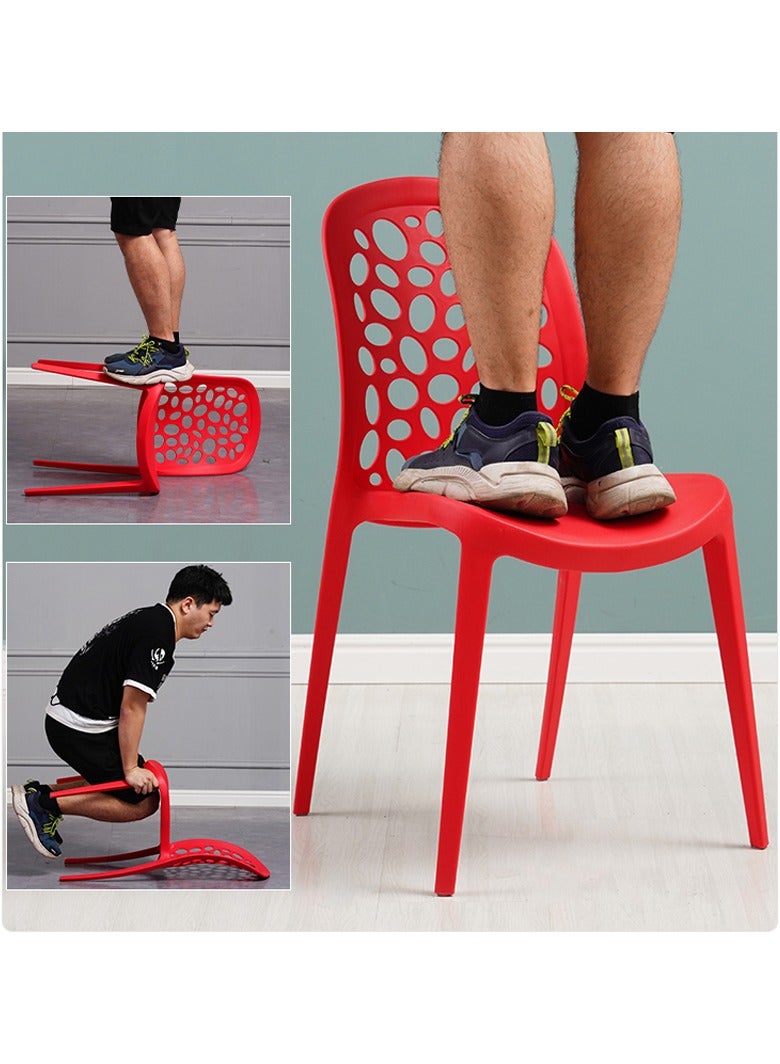 LANNY Jeffcoco Furniture back hole design stackable chair Injection processing Fixed leg plastic leisure chair outdoor/indoor outside/inside Patio/Garden chair Water/sun proof Dining chair (Red 1 piece) - Image 2