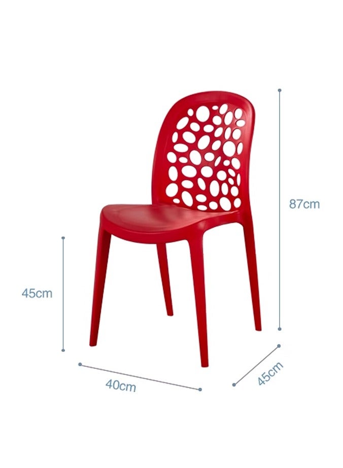 LANNY Jeffcoco Furniture back hole design stackable chair Injection processing Fixed leg plastic leisure chair outdoor/indoor outside/inside Patio/Garden chair Water/sun proof Dining chair (Red 1 piece) - Image 3