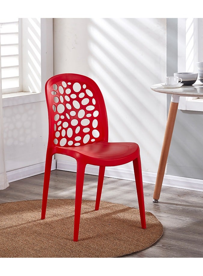 LANNY Jeffcoco Furniture back hole design stackable chair Injection processing Fixed leg plastic leisure chair outdoor/indoor outside/inside Patio/Garden chair Water/sun proof Dining chair (Red 1 piece) - Image 4
