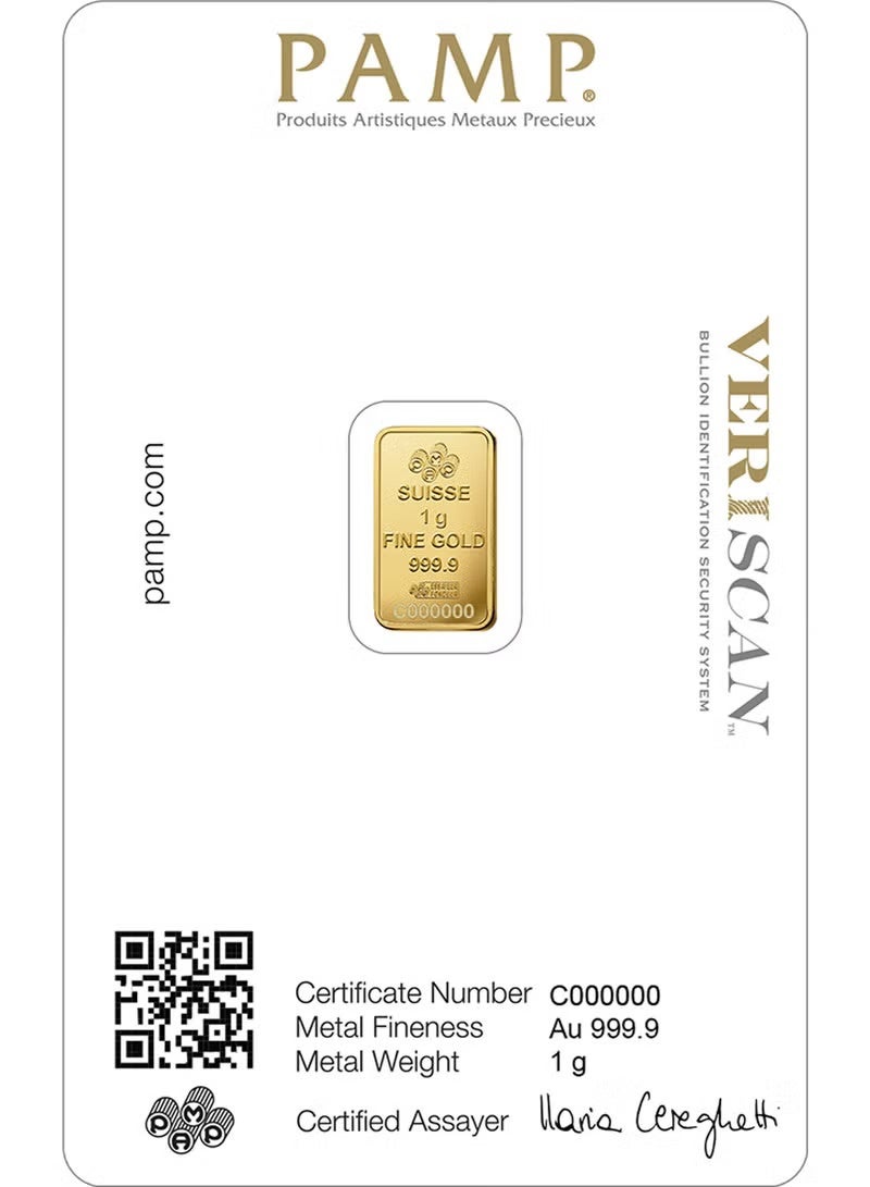 بامب سبيكة ذهب PAMP Suisse وزن 1 جرام، عيار 24 قيراط، نقاء 999.9 - Image 3