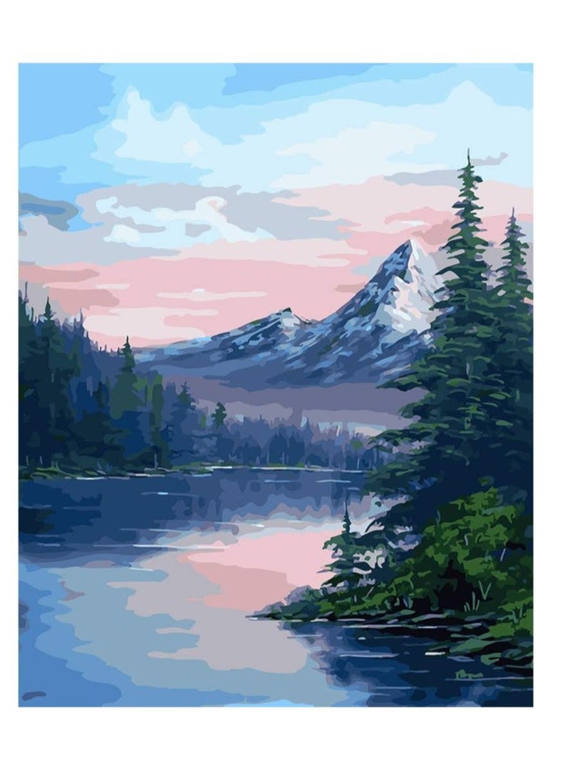 Generic DIY Paint by Numbers for Adults and Kids, “Rocky Mountain Sunset” Acrylic Painting Kit by Artist Joan A Brown with Brushes and Acrylic Pigmen for Home Decoration Without Frame  - Image 1