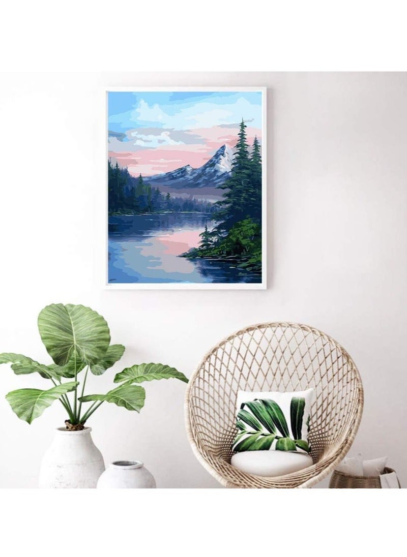 Generic DIY Paint by Numbers for Adults and Kids, “Rocky Mountain Sunset” Acrylic Painting Kit by Artist Joan A Brown with Brushes and Acrylic Pigmen for Home Decoration Without Frame  - Image 2