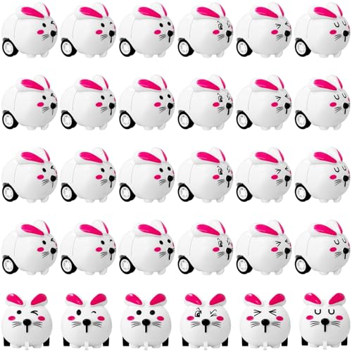 OJYUDD 30 Pcs Easter Bunny Pull Back CarsMini Rabbit CarsAnimal Pull Back Cars for Easter Basket StuffersParty Favors GiftsPrizesPinata Fillers - Image 1
