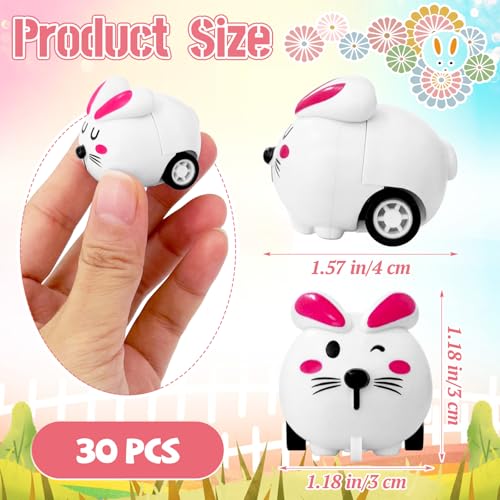 OJYUDD 30 Pcs Easter Bunny Pull Back CarsMini Rabbit CarsAnimal Pull Back Cars for Easter Basket StuffersParty Favors GiftsPrizesPinata Fillers - Image 5