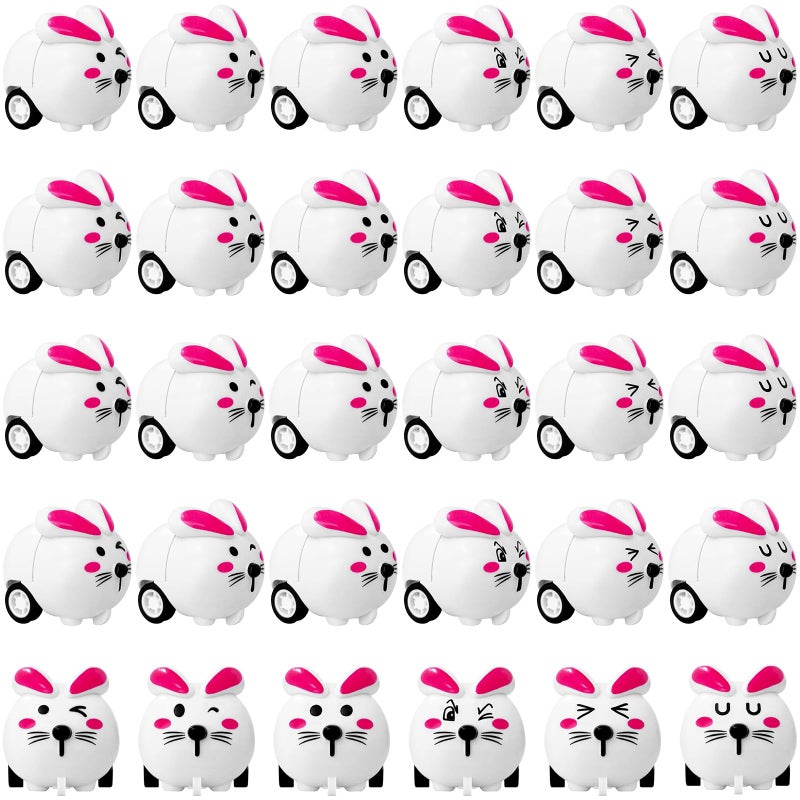 OJYUDD 30 Pcs Easter Bunny Pull Back CarsMini Rabbit CarsAnimal Pull Back Cars for Easter Basket StuffersParty Favors GiftsPrizesPinata Fillers - Image 3