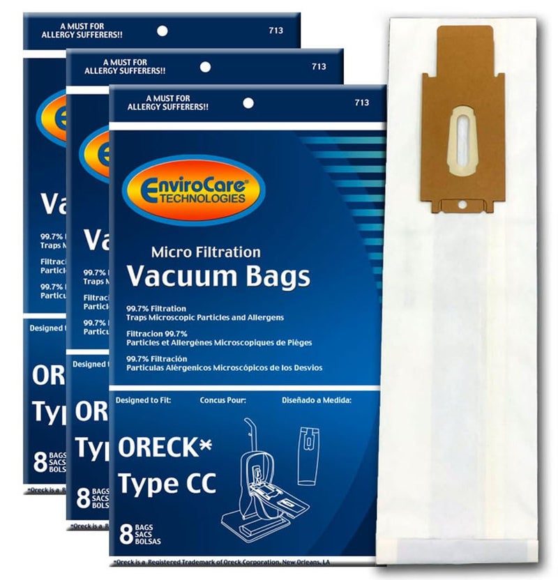 EnviroCare Replacement Micro Filtration Vacuum Cleaner Bags made to fit Oreck Type CC XL Fits XL7 XL21 2000 3000 4000 8000 9000 series and Hoover ONEPWR Upright Vacuum Cleaners 24 Bags