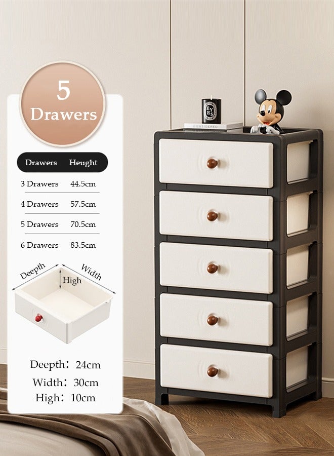 DUNISO Multipurpose Plastic 5-Drawer Storage Cabinet for Kitchen, Bathroom, Bedroom,Kitchen,Living Room,Office,Multifunctional Waterproof Design 5-Tier Vertical Storage Cabinets With Drawers, Slim Narrow Cabine  - Image 1