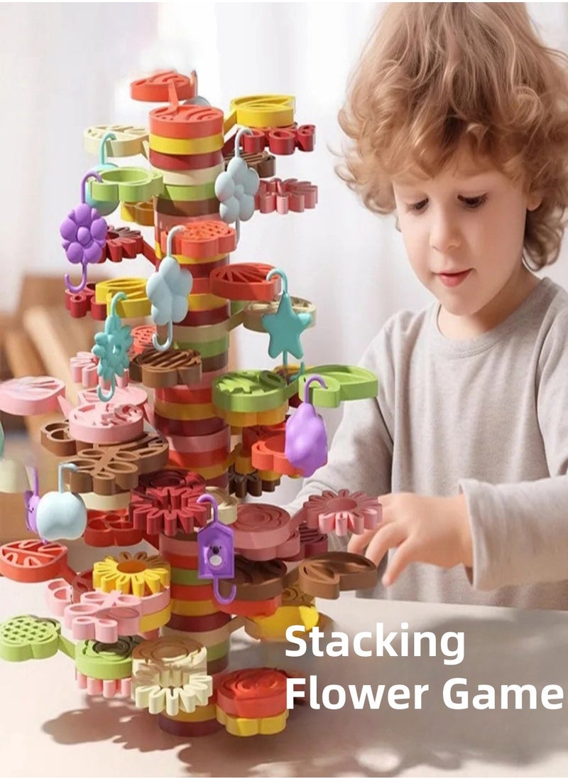 Building 35 Pcs Set of Flower, Stacking Game,Encourages Creative Construction, Promotes Educational Brain Development, Stimulates Imagination, STEM Toy for Kids 2+ Years,Party Game  - Image 1