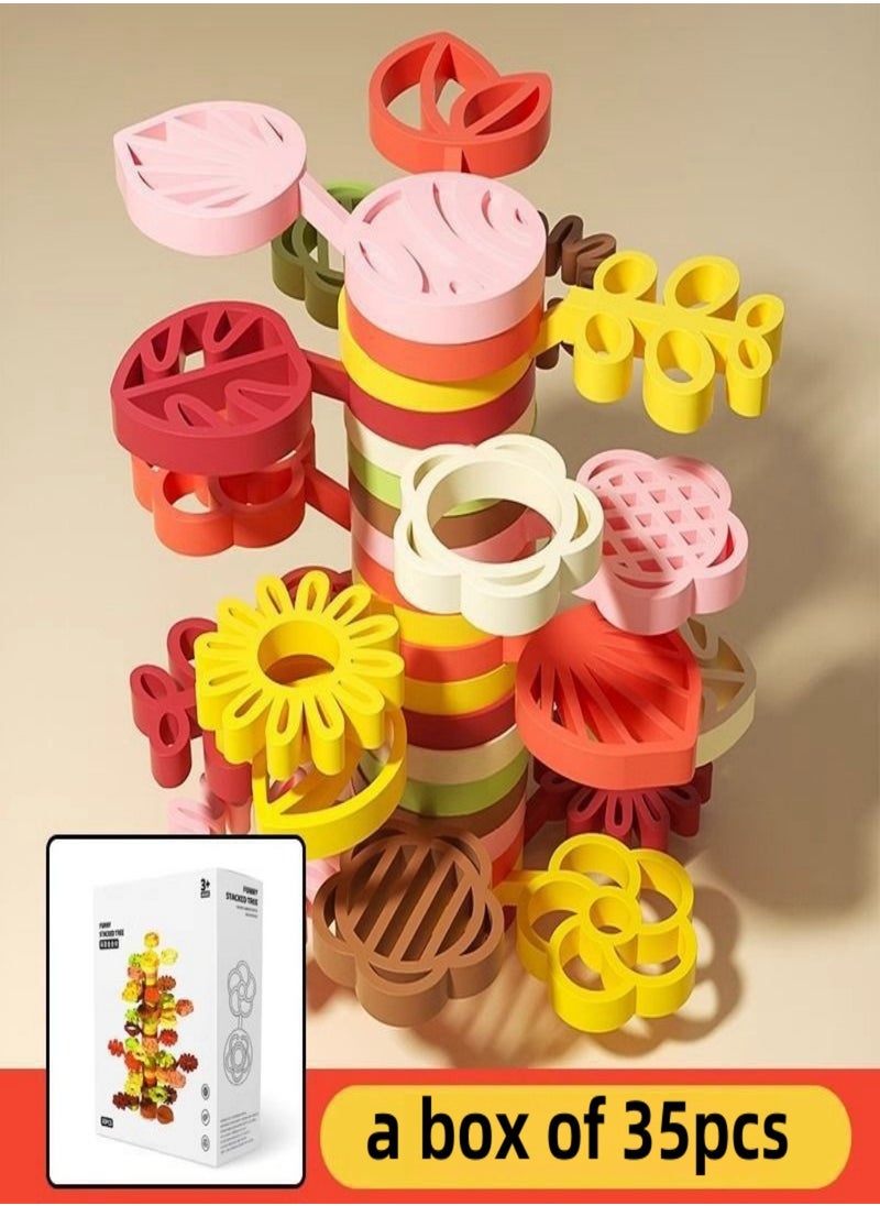 Building 35 Pcs Set of Flower, Stacking Game,Encourages Creative Construction, Promotes Educational Brain Development, Stimulates Imagination, STEM Toy for Kids 2+ Years,Party Game  - Image 2