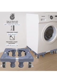 XiuWoo Fridge Stand Mobile Base With 4 Locking Wheels Pedestal, Adjustable Increasing Height Base 4 Strong Feet Heavy Duty Washing Machine Stand Base for Furniture Refrigerator Dryer Stand  - Image 5