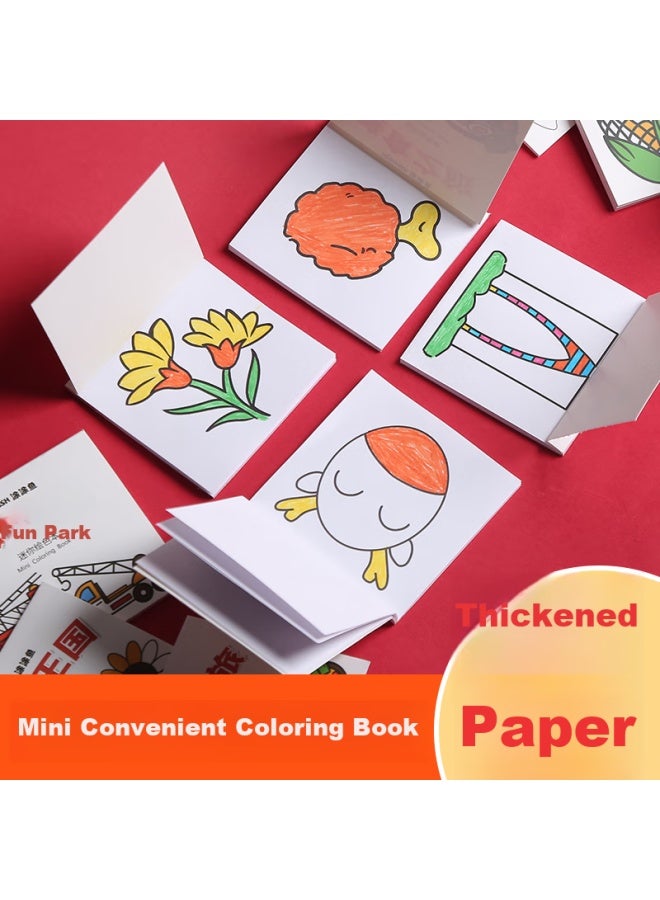 Painted Fish Mini Coloring Books With 8 Themes, Portable Children's Doodle And Drawing Books, Watercolor Pen Drawing And Coloring Books, Sticky Notes, Mini Coloring Books 4-book Set： Insect Babies X1, Party Time X1, Furniture Secrets X1, Mysterious Space X1 - Image 4