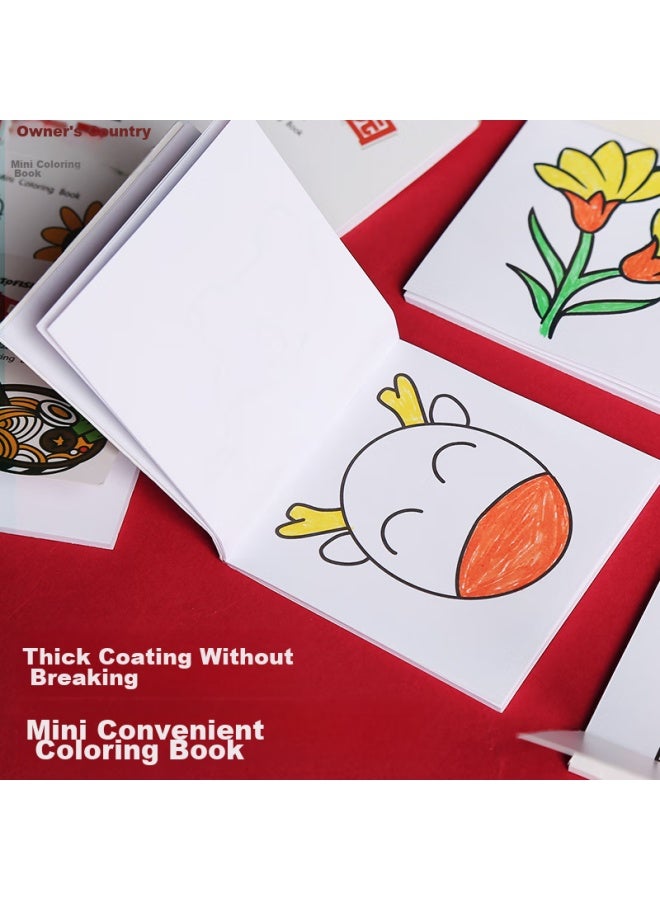 Painted Fish Mini Coloring Books With 8 Themes, Portable Children's Doodle And Drawing Books, Watercolor Pen Drawing And Coloring Books, Sticky Notes, Mini Coloring Books 4-book Set： Insect Babies X1, Party Time X1, Furniture Secrets X1, Mysterious Space X1 - Image 3