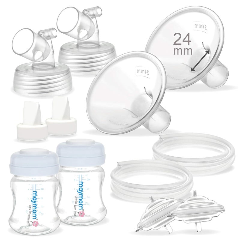 Maymom Pump Parts Compatible with Spectra S2 Accessories Spectra S1 24mm Flange Detachable Shield and Connector Not Original Spectra Replacement Pump Parts Spectra Flange Bottle Duckbill Valve - Image 1