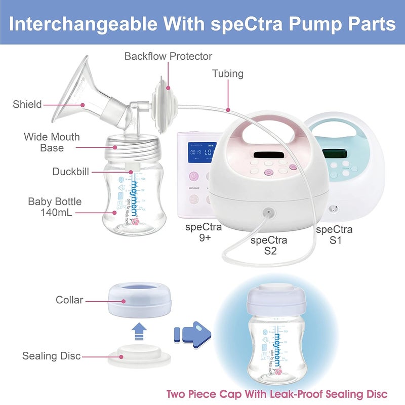 Maymom Pump Parts Compatible with Spectra S2 Accessories Spectra S1 24mm Flange Detachable Shield and Connector Not Original Spectra Replacement Pump Parts Spectra Flange Bottle Duckbill Valve - Image 3
