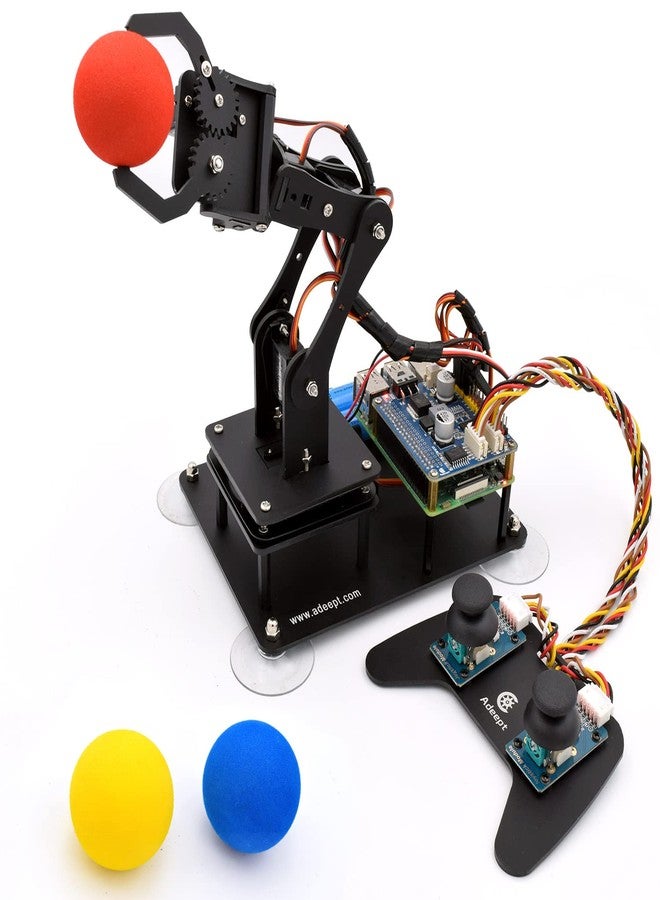 Adeept 5-DOF Robotic Arm Kit Compatible with Raspberry Pi 4 B 3 B+ B A+, Programmable DIY Coding STEM Educational 5 Axis Robot Arm with Python Code and Tutorials(PDF) - Black - Image 1