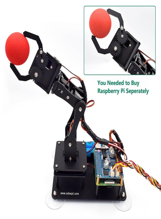 Adeept 5-DOF Robotic Arm Kit Compatible with Raspberry Pi 4 B 3 B+ B A+, Programmable DIY Coding STEM Educational 5 Axis Robot Arm with Python Code and Tutorials(PDF) - Black - Image 5