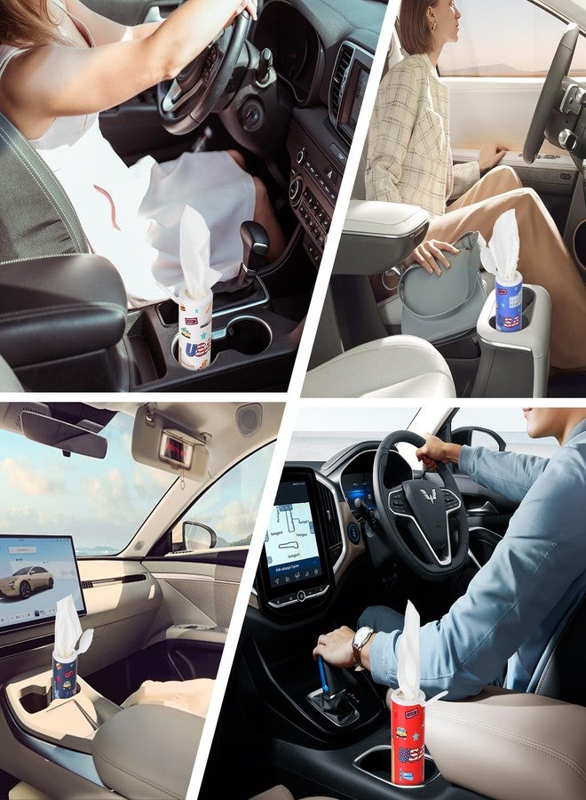 CarsonWorks Car Tissues Cylinder 4 Packs Round Tissue Box Holder Fit for Car Cup Holder, Home Small Tissue Dispenser with Refill Tissues for Car Bathroom Office - Image 4