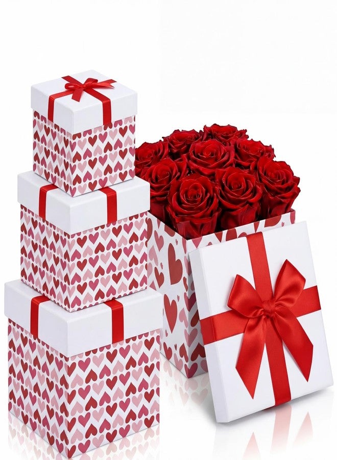 ايباك 4 علب هدايا عيد الميلاد من إيباخ مع أغطية، علب هدايا متداخلة بأحجام متنوعة لهدايا عيد الحب وعيد الميلاد، علب هدايا على شكل زهور لأعياد الميلاد وحفلات الزفاف وحفلات عيد الميلاد (على شكل قلب). - Image 1