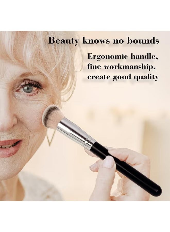 Under Eye Concealer Brush And Foundation Brush For Liquid Makeup - 2 PCS Dense Synthetic Angled Kabuki Blending Makeup Brush For Liquid - Cream And Setting Powder - Image 4