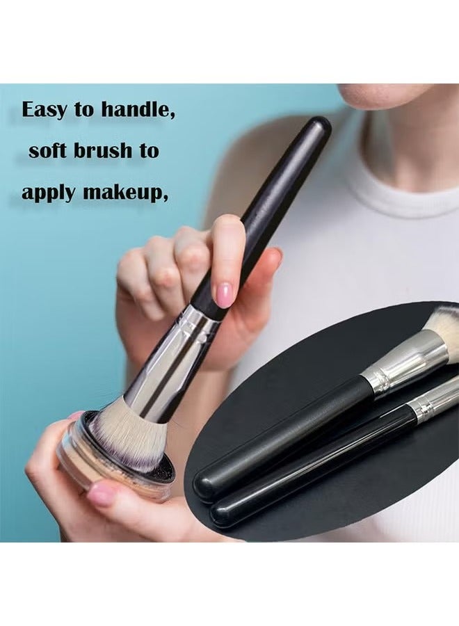 Under Eye Concealer Brush And Foundation Brush For Liquid Makeup - 2 PCS Dense Synthetic Angled Kabuki Blending Makeup Brush For Liquid - Cream And Setting Powder - Image 5