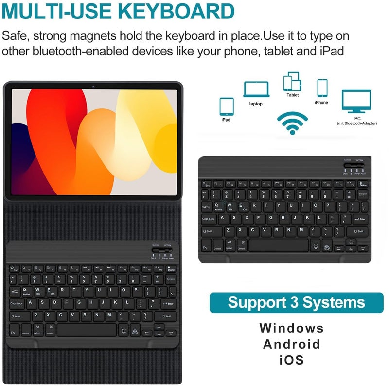 ProElite Keyboard case for Redmi Pad SE 11 inch, Magnetic Detachable Wireless Bluetooth Keyboard Redmi Pad SE 11 inch, Black - Image 3