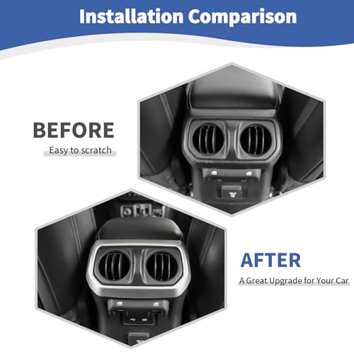 RT-TCZ for Jeep JL Rear AC Vent Trim Frame Silver Compatible with Jeep Wrangler JL JLU Gladiator JT 2018-2024 Silver Interior Accessories - Image 2