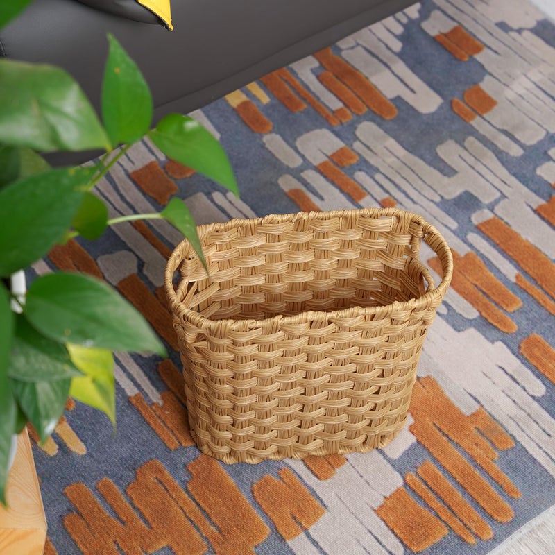 NiOffice Wicker Waste Basket with Built-in Handles, Multifunctional Mini Basket for Home and Office, Compact Design and Durable Construction with Fine Artisanal Craftsmanship - Image 4