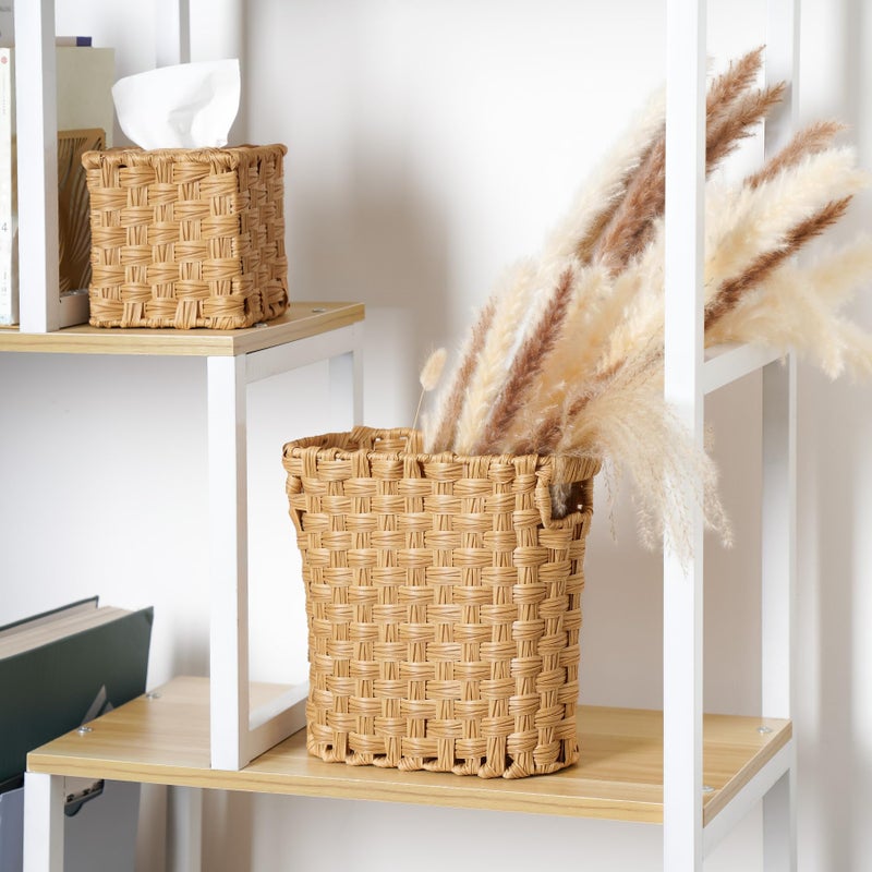 NiOffice Wicker Waste Basket with Built-in Handles, Multifunctional Mini Basket for Home and Office, Compact Design and Durable Construction with Fine Artisanal Craftsmanship - Image 5