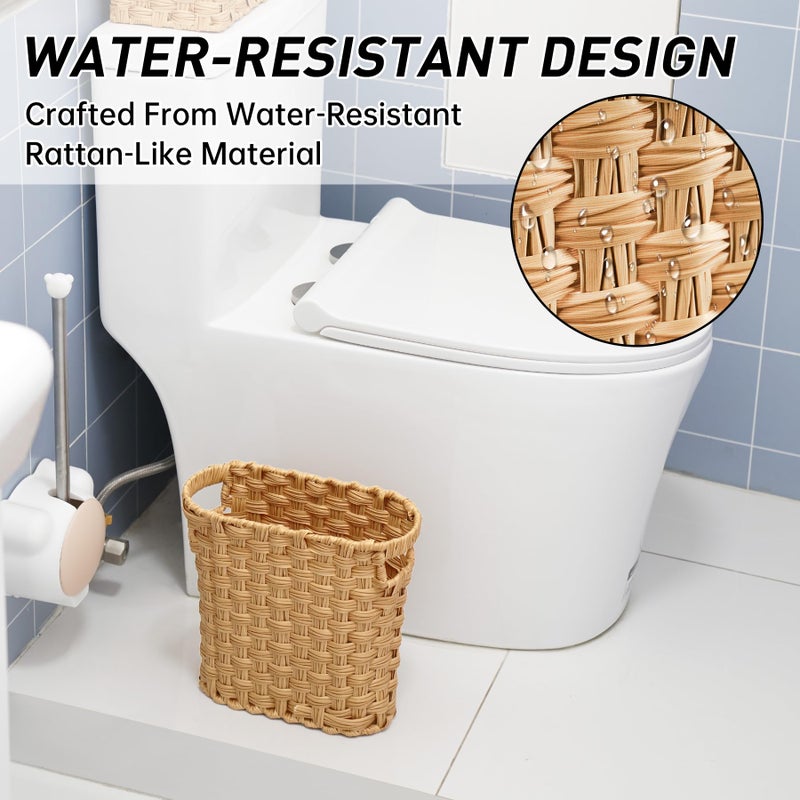 NiOffice Wicker Waste Basket with Built-in Handles, Multifunctional Mini Basket for Home and Office, Compact Design and Durable Construction with Fine Artisanal Craftsmanship - Image 2