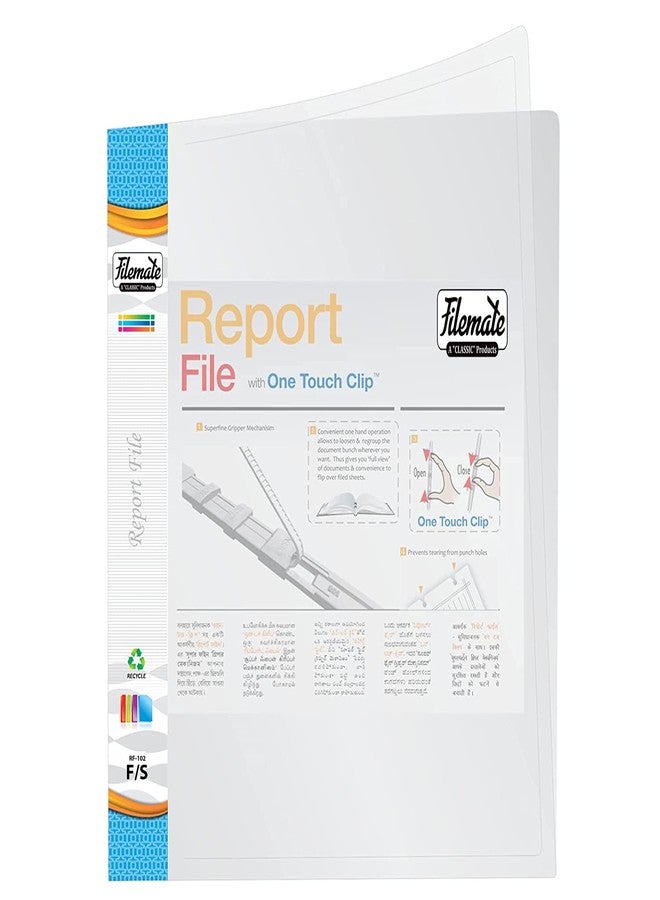 Filemate FS or Legal Size Report File with Side Pocket (Pack of 5 pcs) (14 x 9 inch) (Paper Holding Capacity - 50 to 75 documents Approximately) (Crossline Design) (Hard Plastic Clip) - Image 2