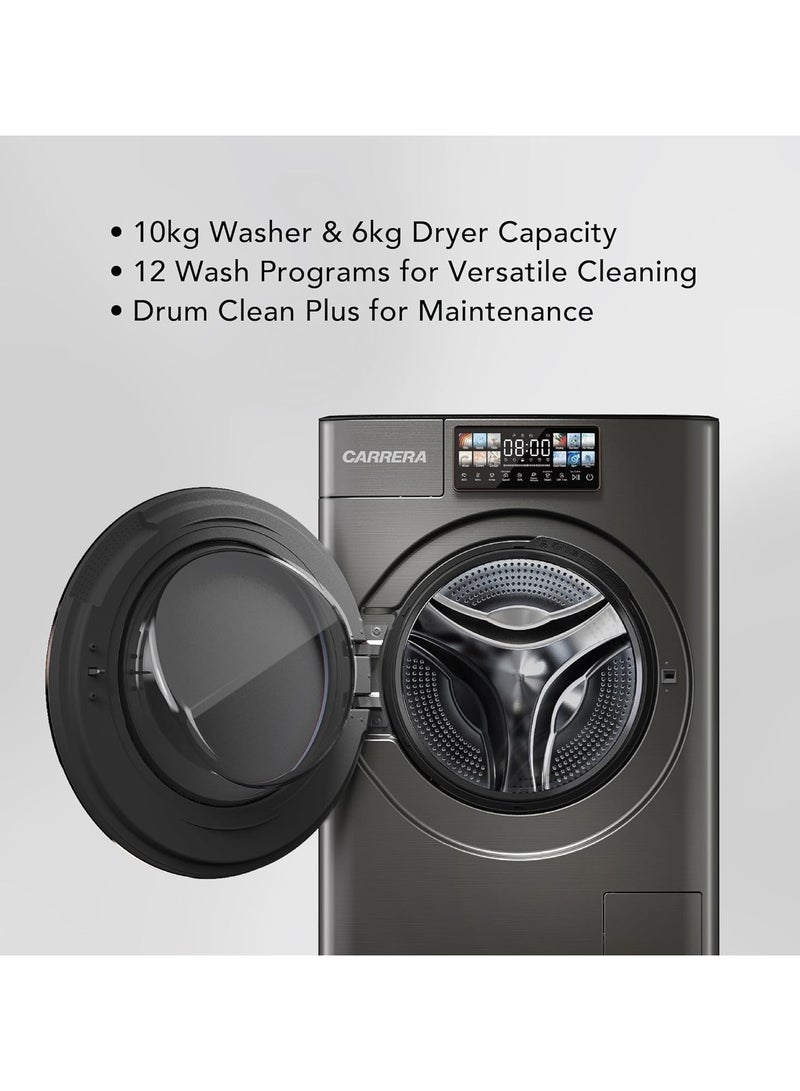 Carrera Washing Machine 10kg Washer & 6kg Dryer, 1400RPM, Inverter Technology, Ozone Cleaning, Intelligent Color Display, Direct Drive, Drum Clean Plus CWD-24106 - Image 3
