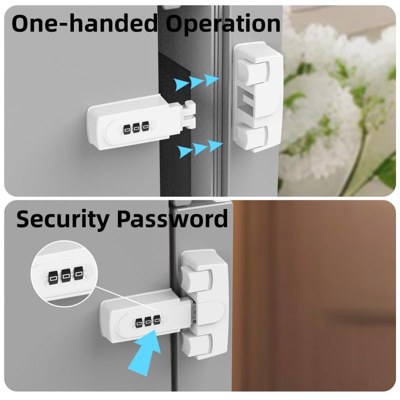FIGEPO Combination Refrigerator Lock Fridge Lock with Code for Baby Adhesive Freezer Latch Safety Coded Lock to Keep Door Closed for Kids Child Proof Rv Fridge Door Latches 2 Normal - Image 2
