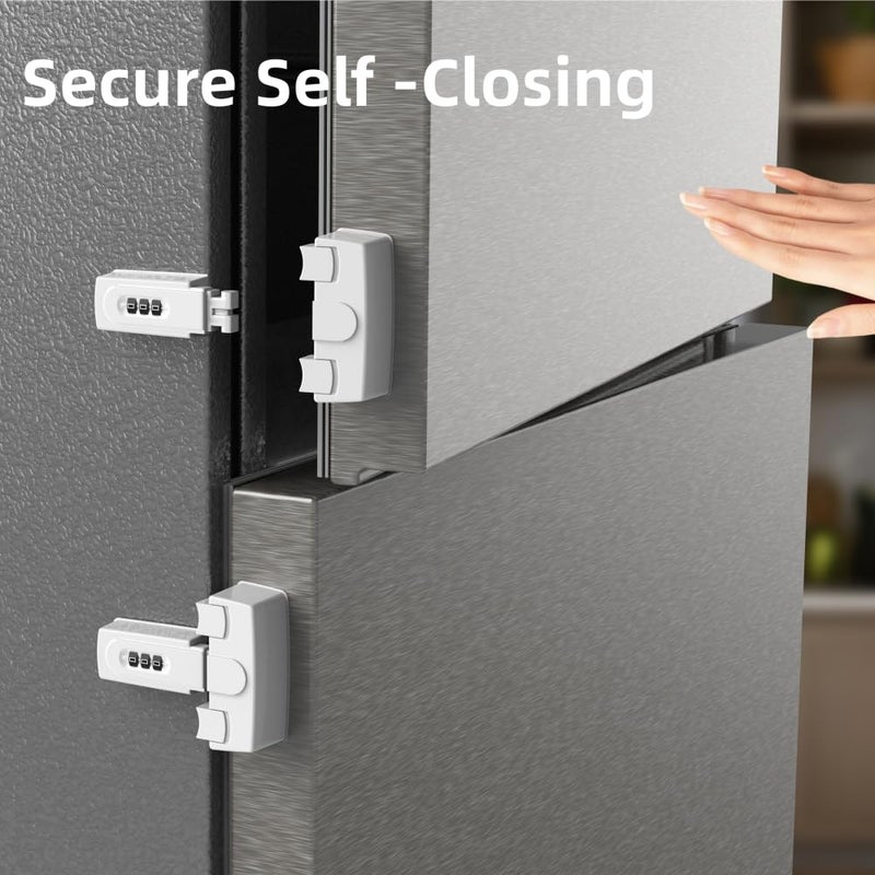 FIGEPO Combination Refrigerator Lock Fridge Lock with Code for Baby Adhesive Freezer Latch Safety Coded Lock to Keep Door Closed for Kids Child Proof Rv Fridge Door Latches 2 Normal - Image 4