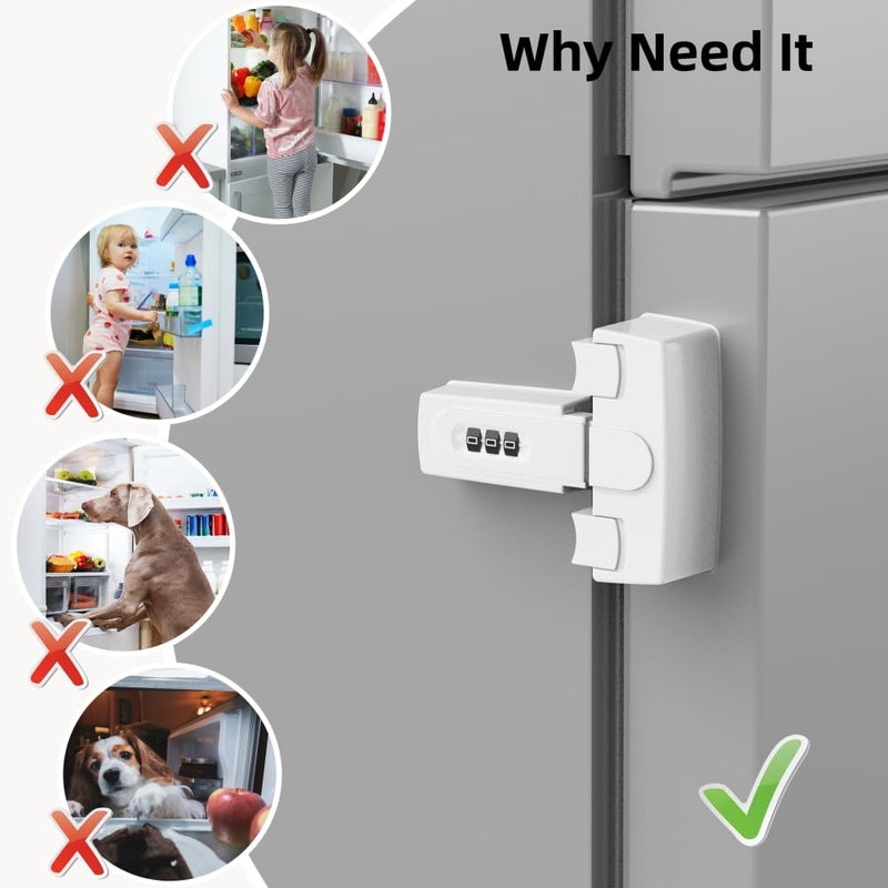 FIGEPO Combination Refrigerator Lock Fridge Lock with Code for Baby Adhesive Freezer Latch Safety Coded Lock to Keep Door Closed for Kids Child Proof Rv Fridge Door Latches 2 Normal - Image 3