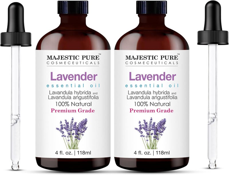 Lavender Essential Oil | 100% Pure and Natural | Premium Grade Essential Oils for Hair Care, Home Diffusers, Skin, Aromatherapy, Massage and Humidifiers | 4 Fl Oz (Pack of 2) - Image 1